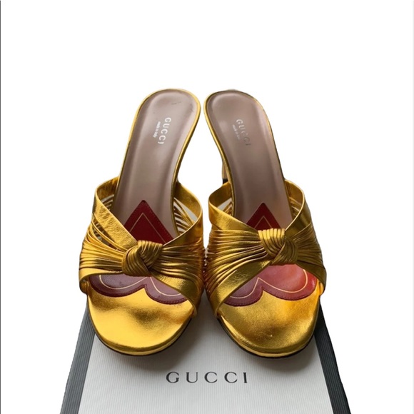 Gucci Shoes - Gucci Leather gold heels